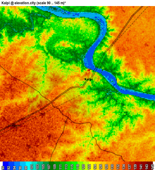 Zoom OUT 2x Kālpi, India elevation map