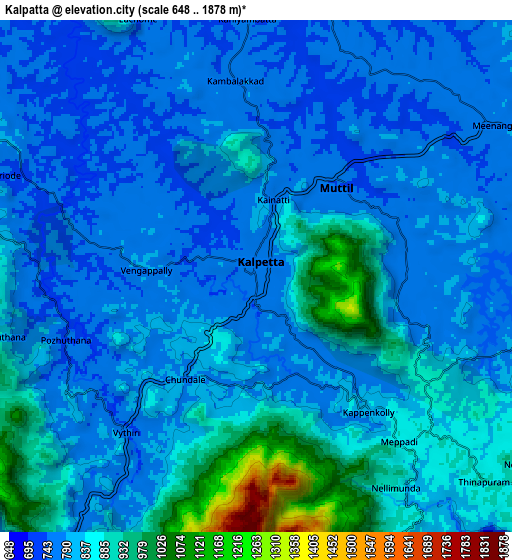 Zoom OUT 2x Kalpatta, India elevation map