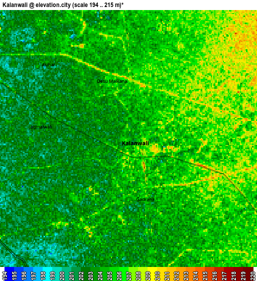 Zoom OUT 2x Kālānwāli, India elevation map