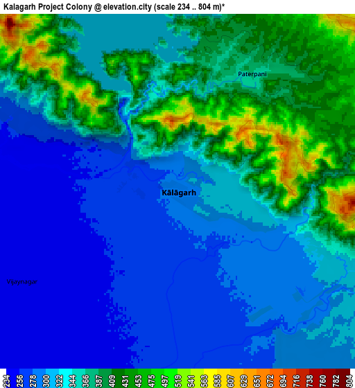 Zoom OUT 2x Kālāgarh Project Colony, India elevation map