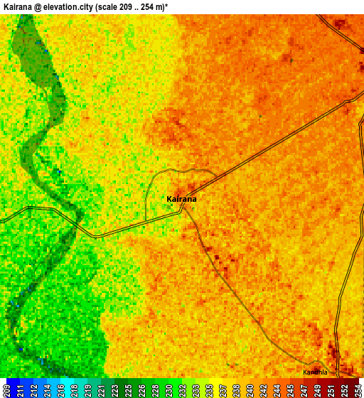 Zoom OUT 2x Kairāna, India elevation map