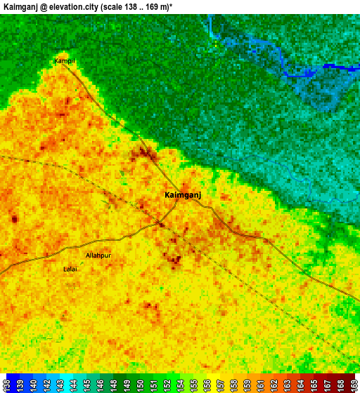 Zoom OUT 2x Kaimganj, India elevation map