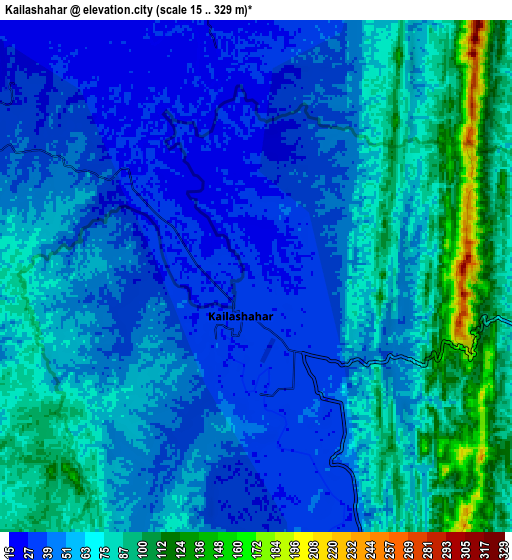 Zoom OUT 2x Kailāshahar, India elevation map