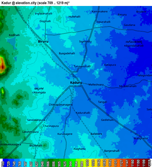 Zoom OUT 2x Kadūr, India elevation map