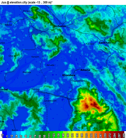 Zoom OUT 2x Jua, India elevation map