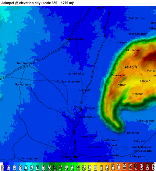 Zoom OUT 2x Jalārpet, India elevation map