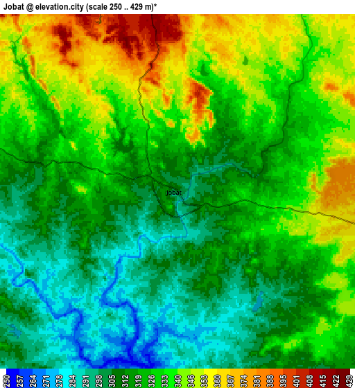 Zoom OUT 2x Jobat, India elevation map