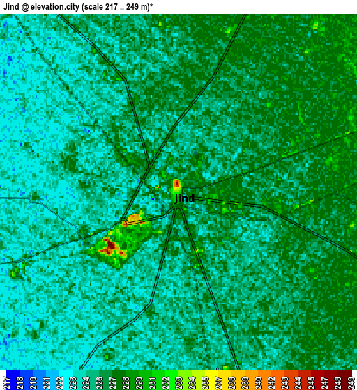 Zoom OUT 2x Jīnd, India elevation map