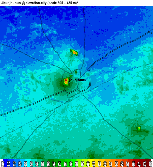 Zoom OUT 2x Jhunjhunūn, India elevation map