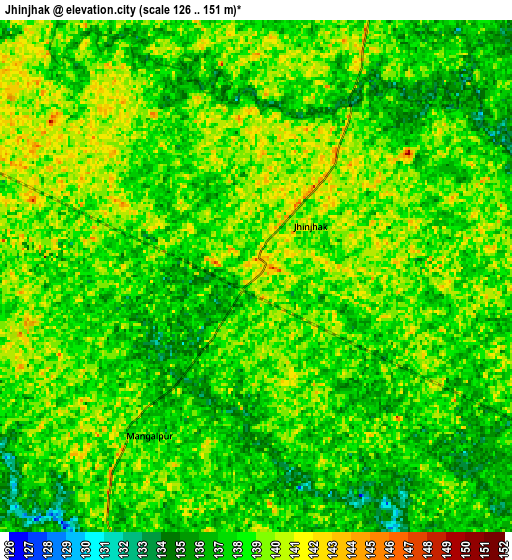 Zoom OUT 2x Jhīnjhak, India elevation map