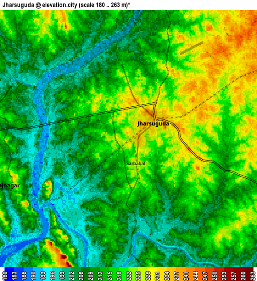 Zoom OUT 2x Jharsuguda, India elevation map