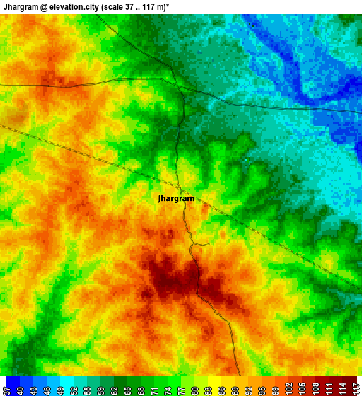 Zoom OUT 2x Jhārgrām, India elevation map