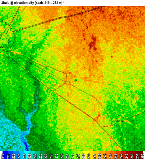 Zoom OUT 2x Jhālu, India elevation map