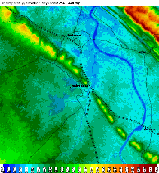 Zoom OUT 2x Jhālrapātan, India elevation map