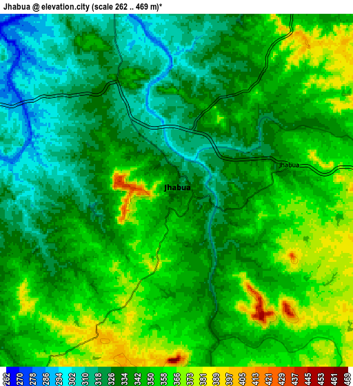 Zoom OUT 2x Jhābua, India elevation map