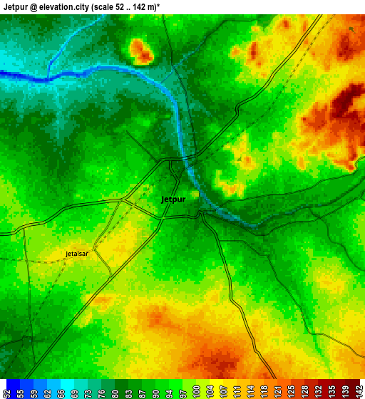 Zoom OUT 2x Jetpur, India elevation map