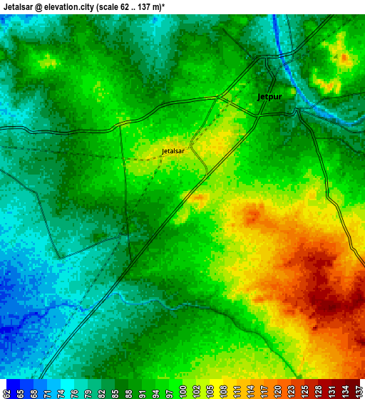 Zoom OUT 2x Jetalsar, India elevation map