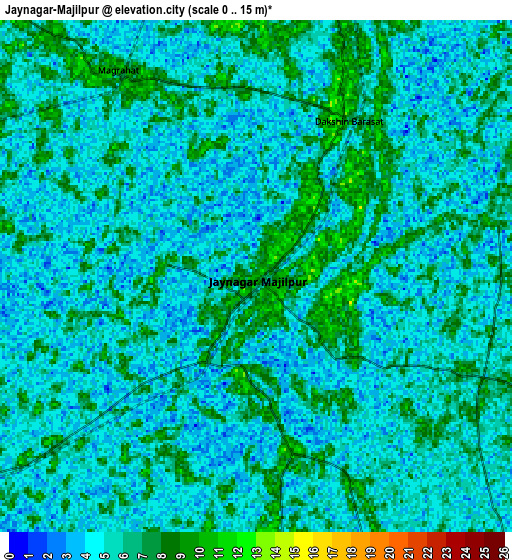 Zoom OUT 2x Jaynagar-Majilpur, India elevation map