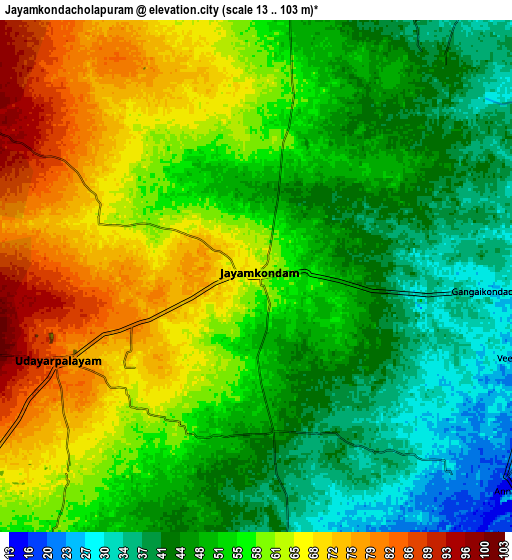 Zoom OUT 2x Jayamkondacholapuram, India elevation map