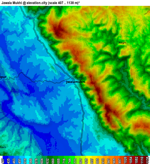 Zoom OUT 2x Jawāla Mukhi, India elevation map