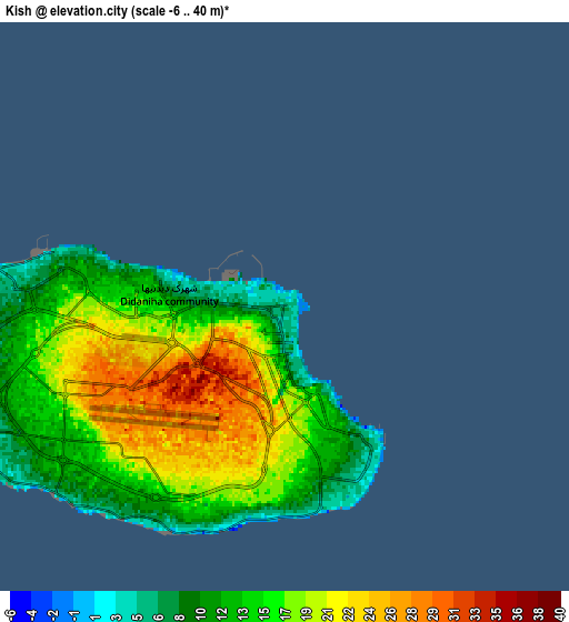 Zoom OUT 2x Kīsh, Iran elevation map