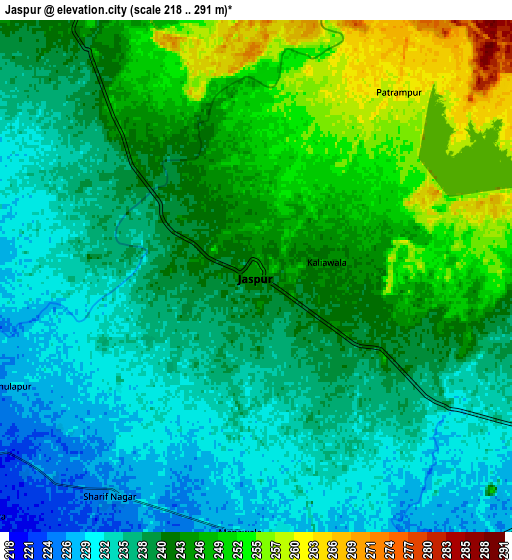 Zoom OUT 2x Jaspur, India elevation map