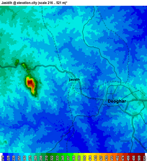 Zoom OUT 2x Jasidih, India elevation map