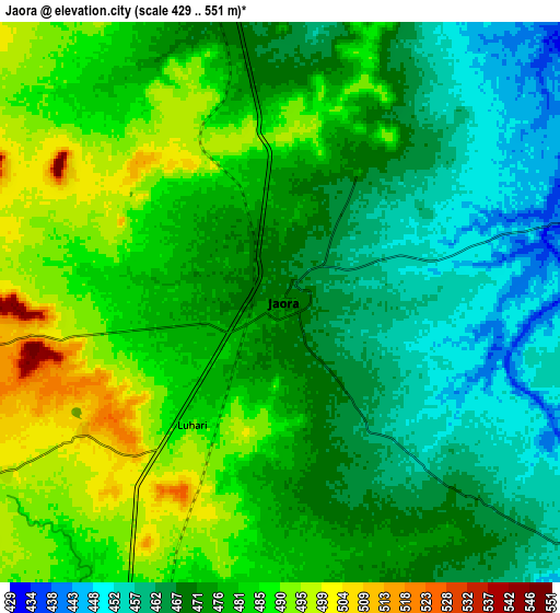 Zoom OUT 2x Jaorā, India elevation map