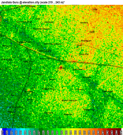 Zoom OUT 2x Jandiāla Gurū, India elevation map