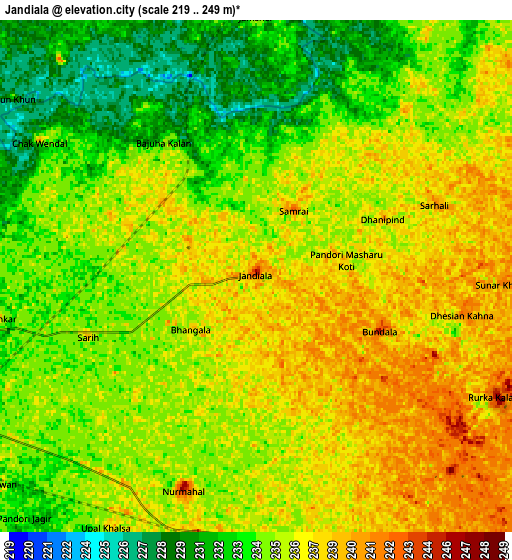 Zoom OUT 2x Jandiāla, India elevation map