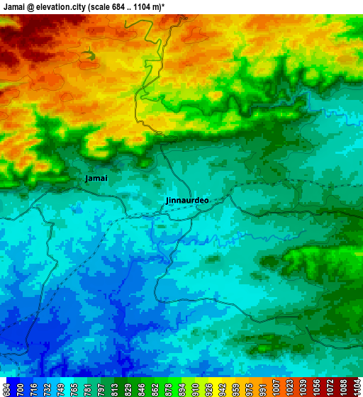 Zoom OUT 2x Jāmai, India elevation map