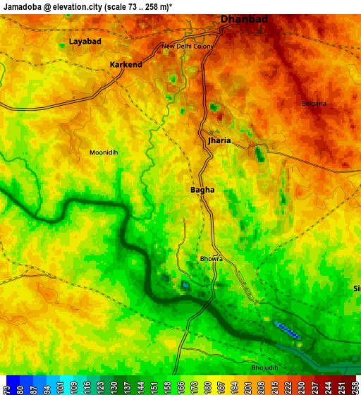 Zoom OUT 2x Jāmadoba, India elevation map