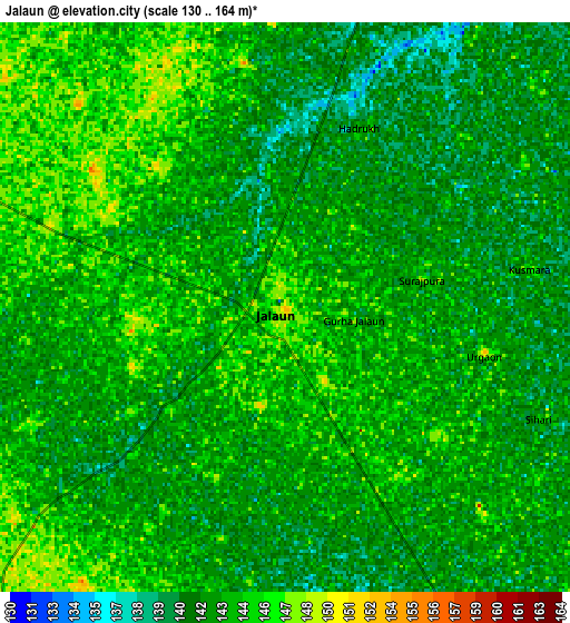 Zoom OUT 2x Jālaun, India elevation map