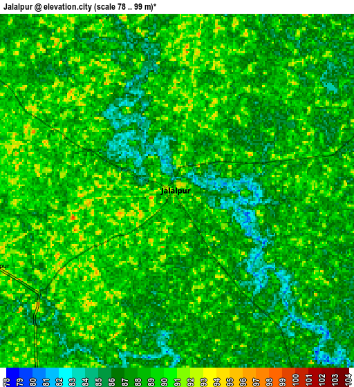 Zoom OUT 2x Jalālpur, India elevation map