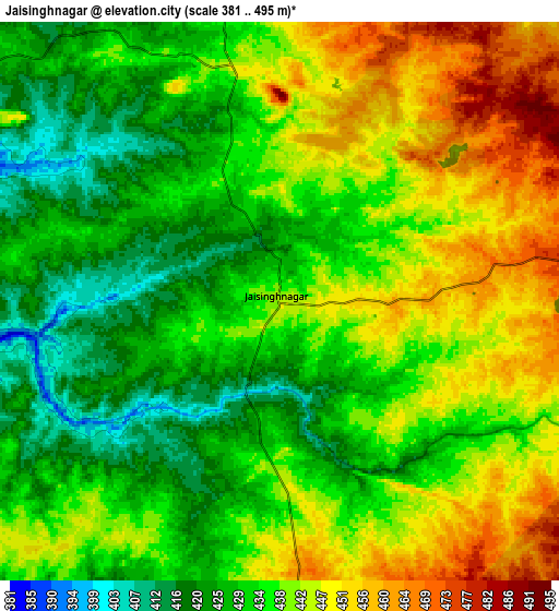 Zoom OUT 2x Jaisinghnagar, India elevation map