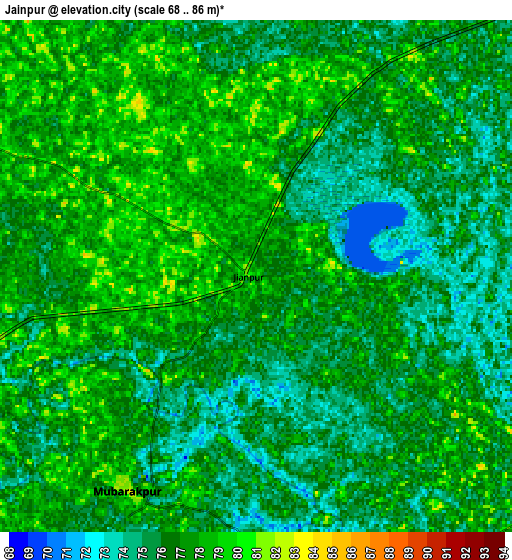 Zoom OUT 2x Jainpur, India elevation map
