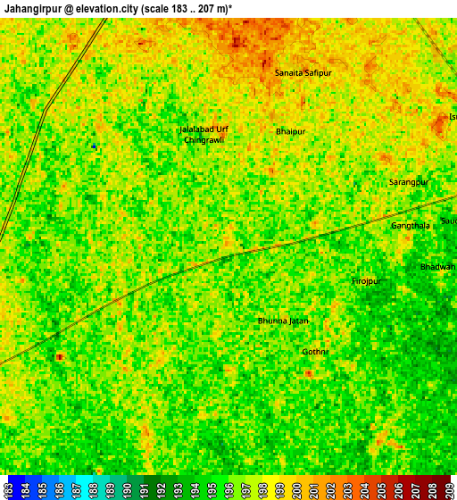 Zoom OUT 2x Jahāngīrpur, India elevation map