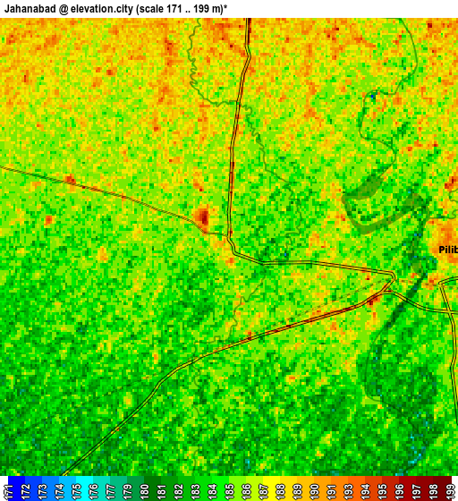 Zoom OUT 2x Jahānābād, India elevation map