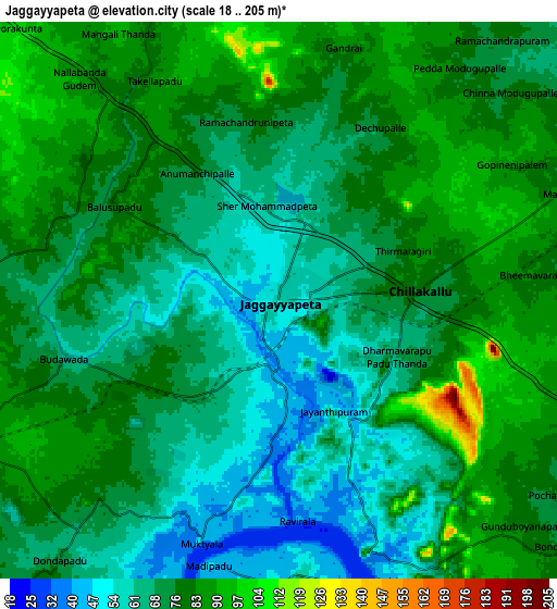 Zoom OUT 2x Jaggayyapeta, India elevation map