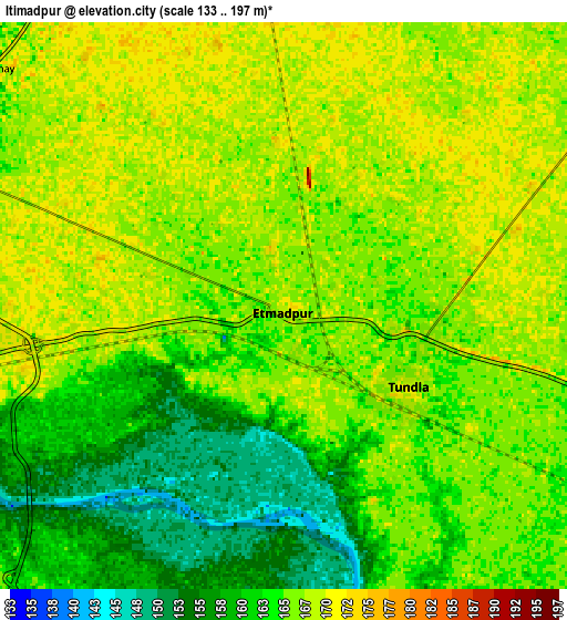 Zoom OUT 2x Itimādpur, India elevation map
