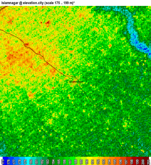 Zoom OUT 2x Islāmnagar, India elevation map