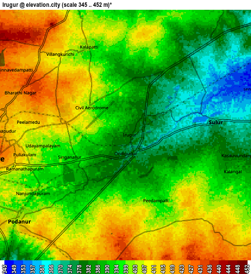 Zoom OUT 2x Irugūr, India elevation map