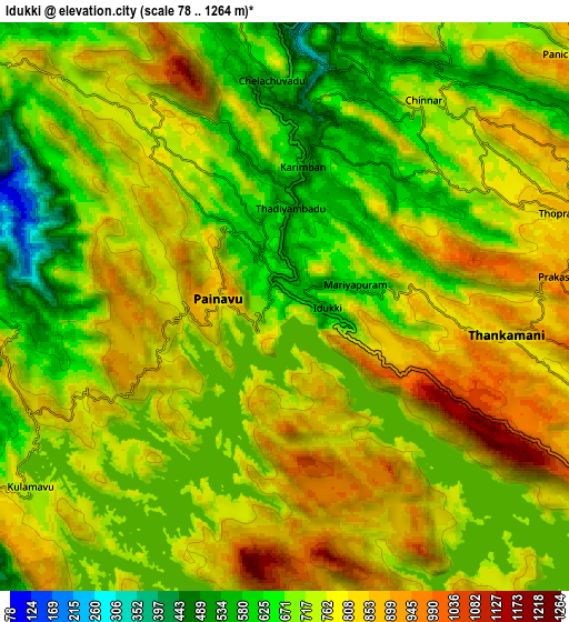 Zoom OUT 2x Idukki, India elevation map