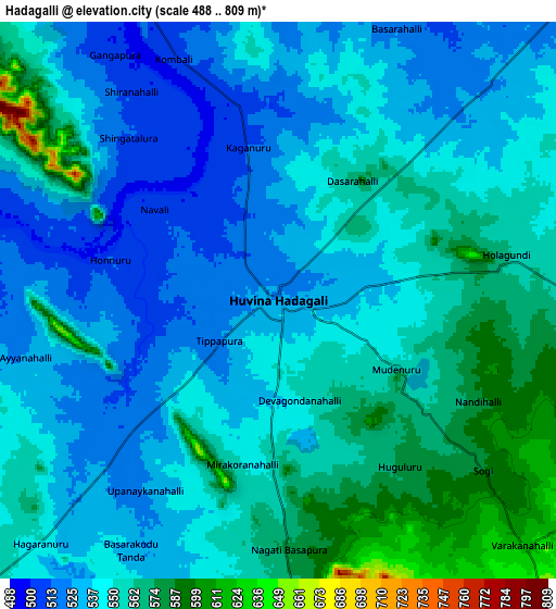 Zoom OUT 2x Hadagalli, India elevation map