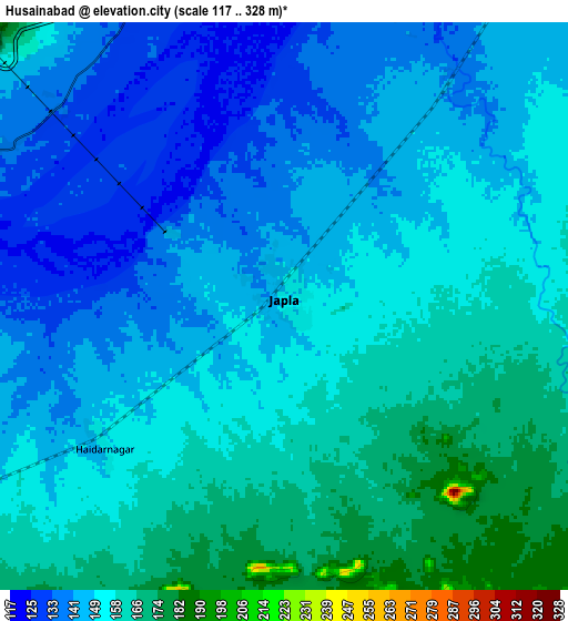 Zoom OUT 2x Husainābād, India elevation map