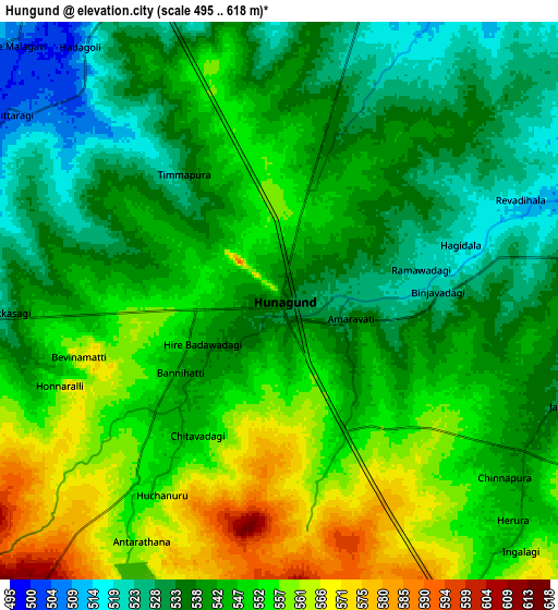 Zoom OUT 2x Hungund, India elevation map