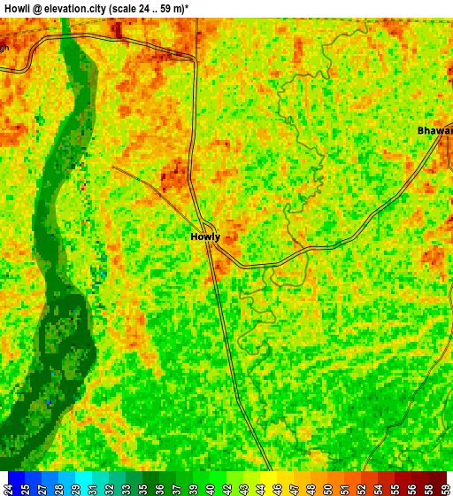 Zoom OUT 2x Howli, India elevation map