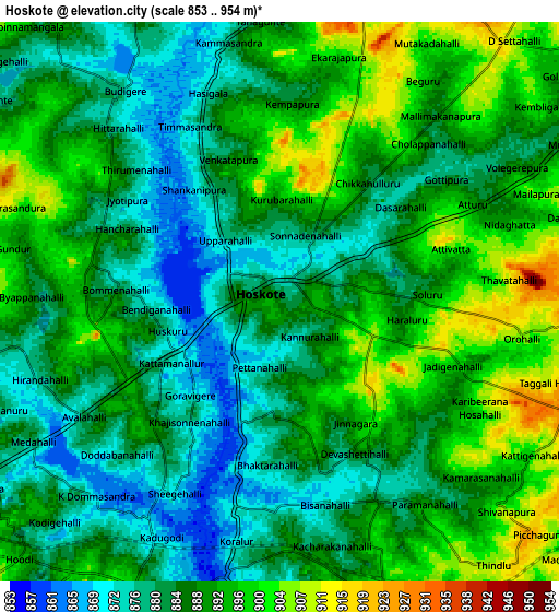 Zoom OUT 2x Hoskote, India elevation map