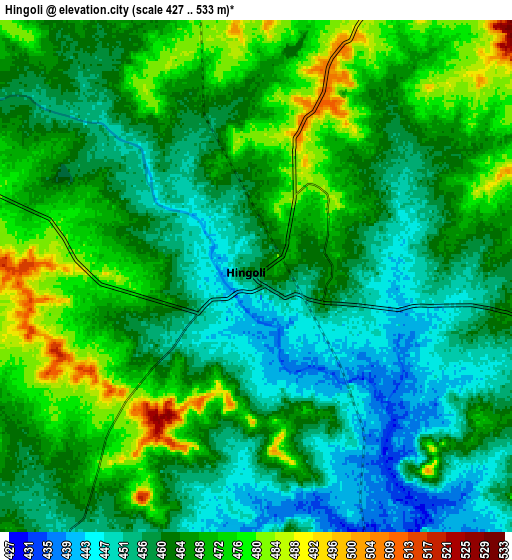 Zoom OUT 2x Hingoli, India elevation map