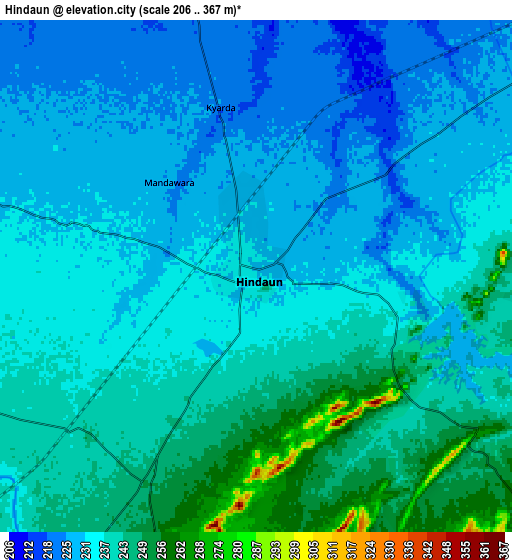 Zoom OUT 2x Hindaun, India elevation map